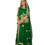 Bottle Green Gottapatti Rajputi Poshak | Traditional Sikhiya Work on Bamber Satin | Jaipurio Designer Collection